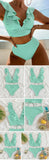 Solid Color Sexy V-neck Ruffle Bikini 2026 Women 2 Piece Swimwear Push Up Padded High Waist Swimsuit Summer Beach Bathing Suit