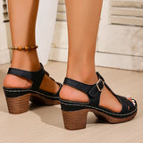 2025 Summer Chunky Heels Sandals for Women Lightweight Plus Size Platform Sandles Woman Thick High Heeled Gladiator Sandalias 43