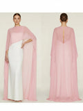 Women's Sheer Chiffon Cape Bat Sleeve Floor Length Shawl Elegant Cover Up Tops Party Evening Cape Blouse f