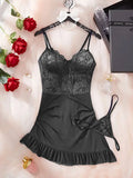 A Set Of Corset-style Lace Nightgowns Steel Ring Push-up Breast Shapewear Underwear Pajamas Ms elegant Irregular Fishtail drees