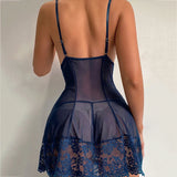 Semi-transparent Women Nightwear V-neck Bra Open Sleep Skirt Sexy Tulle Suspenders Exquisite Nightgowns Erotic Dress  Plus Size