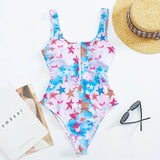 2026 Printed Zipper Swimsuit One Piece Sexy Swimwear Women Floral Bathers Bathing Swimming Swim Suit Female Beachwear