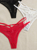 3 Pcs Multi-color Sexy Lace Thong Solid Color Underwear Seasonal thong for women clothing Spring/summer New Product C937-1