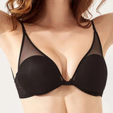 Women's Sexy 1/2 Cup Mesh Bra Balconette Mesh wire free Demi Shelf Bra See Through padding Bralette Backless Bra Small Breats