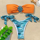 Rhinestone Flower Accessories Swimsuit Women 2026 2-piece Mini Bikini Sexy Strapless Backless Bathing Suit Summer Beach Swimwear
