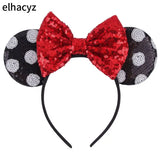 2025 Chic Disney Embroidery Sequin Minnie Ears Headband DOT Bow Hairband Girls Women Party Head Wear Kids DIY Hair Accessories