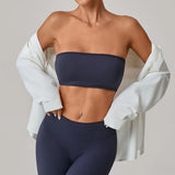Padded Backless Bandeau Sports Bra Gym Women Crop Tube Top Seamless Yoga Top Sexy Workout Sportswear Push-up Fitness Underwear