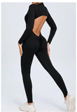 Women Sportwear Yoga Jumpsuit Zip Long Sleeve Back Open Outfit Fitness Tracksuit Tight One-piece Gym Overalls Sports Bodysuit