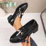 Office Ladies Patent Leather Oxford Shoes Plus Size 43 Pointed Toe Thick Heel Pumps Women British Style Slip On Student Shoes