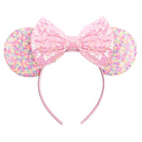 Disney Mickey Mouse Ears Leopard Print Headbands for Girls Baby Women Sequins 5"Bows Hair Accessories Adults Hairbands Kids Gift
