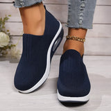 Breathable Knit Wedges Sneakers Woman Spring Autumn Slip On Platform Sport Sneakers Woman Plus Size Thick Sole Walking Shoes