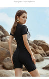 Swimsuit Women's Five Point Flat Leg Pants Conservative One-piece Slim Fit Sports Short Sleeved Hot Spring Swimsuit