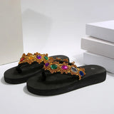 Luxury Colorful Rhinestone Flip Flops Women Fashion Weightlight Flat Slippers Woman Outdoor Non Slip Clip Toe Slides Female