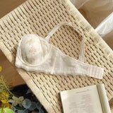 Elegant Minimiser Bralette Large Chest Rabbit Ear Lace Pure Comfort UK Fit Thin Support Non Padded Wirefree Bra Set S-XL AB 32