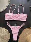 Black rhinestone process bikini sexy thong split swimsuit 2-piece beach set