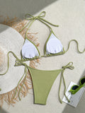 Shell Decoration Halter String Strappy Bikini Women Swimwear Female Swimsuit Two-pieces Bikini Set Ribbed Bathing Suit Swim Lady