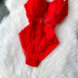 MOYISU Sexy Instagram Viral Bodysuit Women Pure & Sexy Sheer Mesh Halter Push Up Pads Summer Lingerie Euro Style Hot Sale SG