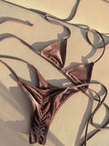 Retro Triangle Lace Up Bikini Women's Bathing Suit Fashion Lady Low Waist Frill Biquini Swimwear Sexy Mujer Swimsuit Beachwear