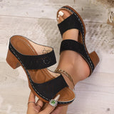 Plus Size Women's High Heels Platform Sandals Lightweight Thick Heel Summer Slippers Woman Comfort Non Slip Sandalias De Mujer