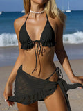 3 Pieces Triangle String Bikini 2026 Women & Tassel Beach Skirt Swimwear Female Sexy Swimsuit Beachwear Bathing Swimming Suit