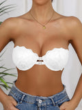 Lace Strapless Bra Double Front Closure Push Up Bralette for Women Invisible Anti-Slip High support Women's underwear
