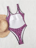 Sexy Leopard Print One-piece Backless Swimsuit for Women V-neck Monokini Bikni 2026 Summer Beach Vacation Slim Swimwear New