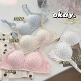 Japa Cherry Blossom Bra Wireless Thin Lace Bralette Small Chest Women Comfortable Breathable Student Underwear Push Up No Steel