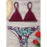 Leaves Print Bikinis Set For Women Swimwear 2024 Padded Push-Up Beachwear Bather Bathing Set Beachwear Summer Bikini Set Femme