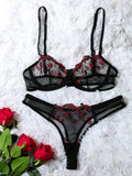 Fairy Bra Set Women Bralette 2-Piece Underwear Sets Floral Embroidery Steel Ring Bra And Panty Set