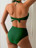 Sexy Black High Waist Bikini Set Women Metal Buckle Push Up Two Piece Swimsuit 2025 Summer Bathing Suit Holiday Swimwear Biquini
