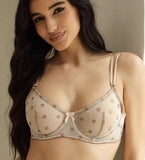 Elegant French Lingerie Set Sexy Lace Dotted Mesh Bra, Ultra Thin Large Bust Minimizer Push Up Anti Sagging Comfort MOYISU 32-38