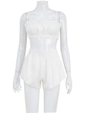 Ahagaga Fashion Sexy Solid Tracksuits Women Sleepwear Camisole Casual Bandage Slim Fit Skinny 2 pieces Suit Sets (Tops+ Shorts)