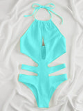 2025 New Sexy Halter Women Swimwear One Piece Swimsuit Female Hollow Out Monokini Bather Bathing Suit Summer Beach Wear Bodysuit