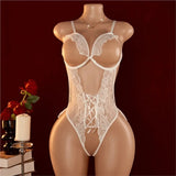 Adult Women's Sexy Underwear Semi-Coverage Bra With Steel Bra Push-Up Red Erotic Bodysuit Hot Crotchless Porn Lingerie Body Set