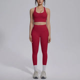 Women's Yoga Set Sports Fitness Running Beautiful Back Slim Fit Bra Hip-lifting High Waist Pants Workout Training Gym Suits