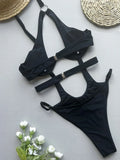 Asymmetric V-bar Underwired Hollow Out Women Swimwear One Piece Swimsuit Female High Cut Monokini Bather Bathing Suit Swim Lady