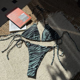Zebra Print Micro Bikinis Sets Two Pieces Women Halter Metal Ring Swimsuit Brazilian Summer Bathing Suit Swimwear Swimming Suit