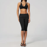 Summer Polka Dot Yoga Sets Women Hanging Neck Shockproof Sports Bra Fitness Suit Folding High Waist Mid Pants Gym Tracksuit