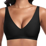 Women's Deep V Seamless Wire-Free Bra Plus Size Solid Color 3/4 Cup Thin Bra Comfortable Push-up Bra Underwear