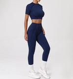 2PCS Yoga Suit Sports Set Women Quick-Drying Gym Set Women Tracksuit Running Workout Long Sleeve Sports Shirt Yoga Clothing