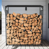 Heavy Duty Tall Metal Firewood Rack With Top Cover Outdoor