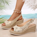 Lightweight Peep Toe Wedges Sandals Women 2026 Summer Back Strap Platdorm Sandles Woman Plus Size 43 Comfy Thick Sole Sandalias