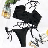 Sexy High Cut Leopard Bikini Women Swimwear Female Swimsuit Two-Pieces Bikini Set Lace Up Bather Bathing Suit Swim V1708