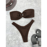 Sexy Wrinkled Bandeau Strapless Bikini Women Swimwear Female Swimsuit Two-Pieces Bikini Set Bather Bathing Suit Swim Lady V3367L