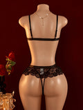 Adult Women's Sexy Underwear Semi-Coverage Bra With Steel Bra Push-Up Red Erotic Bodysuit Hot Crotchless Porn Lingerie Body Set