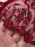 Wine Red Embroidered Floral Lingerie Set - Sexy Bra And G-string Combo with Heart Decoration Underwear Set for Women ZA824026