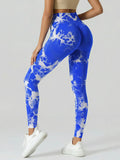 Boho Tie Dye High Waist Knit Elastic Fitness Yoga Tights Butt Lifting Workout Pants for Women