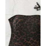 S - XL New Leopard Printed Bandeau Women Swimwear One Piece Swimsuit Female High Leg Cut Monokini Bather Bathing Suit Swim V8051