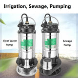 220V Submersible Pump Agricultural Pumping Garden Tools Drainage Irrigation Self-priming Sewage Pump Stainless Steel Pump