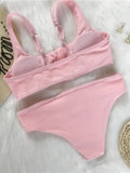 Sexy Sport Button Bikini 2025 Bandeau Swimwear Women Ribbed Swimsuit Female Two pieces bikini set Bathers Push Up Bathing Suit